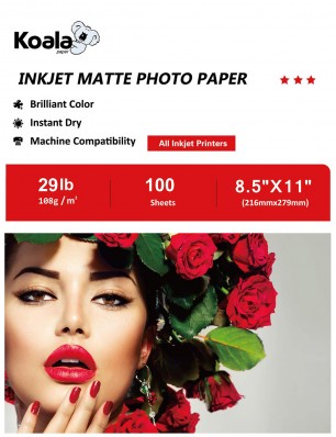 Koala Matte Photo Paper 8.5x11 Inch 100 Sheets 108gsm Used For Inkjet Printer
