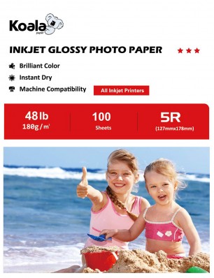 Koala Photo Paper High Glossy 5x7 Inches 100 Sheets 180gsm Compatible with Inkjet Printer