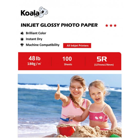 Koala Photo Paper High Glossy 5x7 Inches 100 Sheets 180gsm Compatible with Inkjet Printer