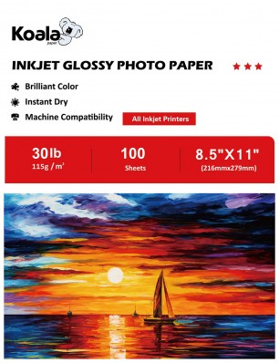 Koala Inkjet Glossy Photo Paper 8.5x11 Inch 115gsm 100 Sheets Used For All Inkjet Printers
