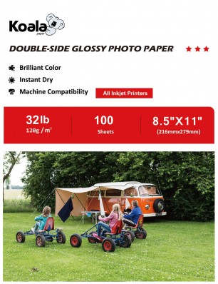 Koala Double Side Glossy Photo Paper 8.5x11 Inch 100 Sheets 120gsm Used For All Inkjet Printers