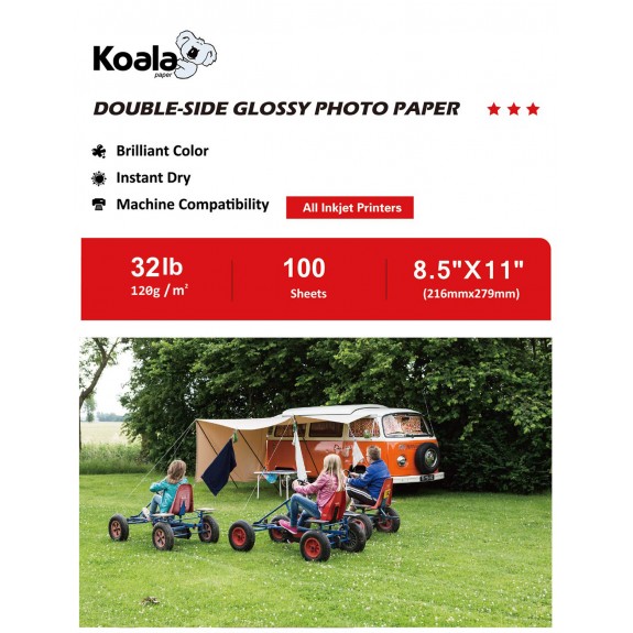 Koala Double Side Glossy Photo Paper 8.5x11 Inch 100 Sheets 120gsm Used For All Inkjet Printers