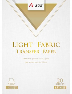 A-SUB Light Fabric Transfer Paper 8.5''x11''  20 Sheets Compatible with Inkjet Printer