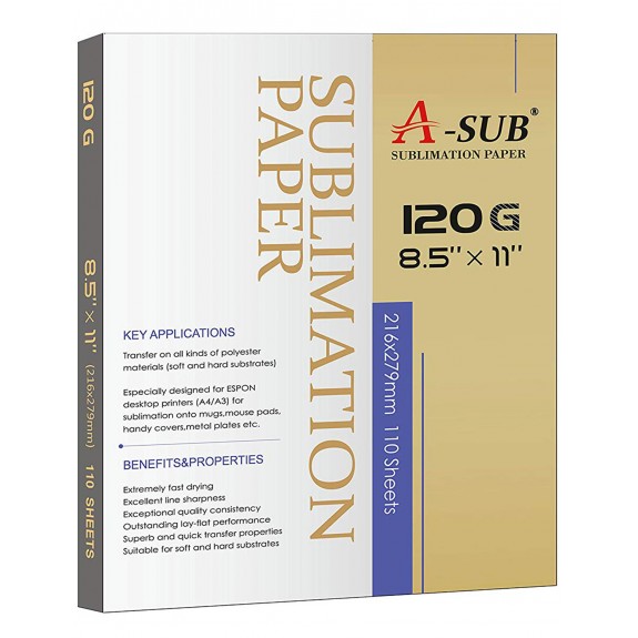 A-Sub Inkjet Sublimation Paper 110 Sheets/Pack 8.5'' x 11'',Especially Suitable for Sawgrass Printer,120g(110 Sheets)