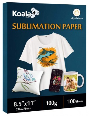 KOALA Sublimation Transfer Paper 8.5x11 Inch 100 Sheets 100gsm for Inkjet Printer