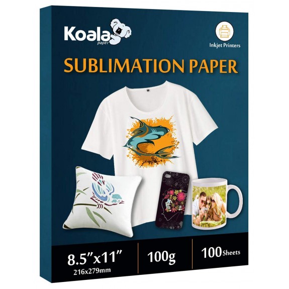 KOALA Sublimation Transfer Paper 8.5x11 Inch 100 Sheets 100gsm for Inkjet Printer