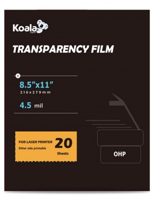 Koala 8.5x11 Inches OHP Transparency Printing Film for Laser Printer