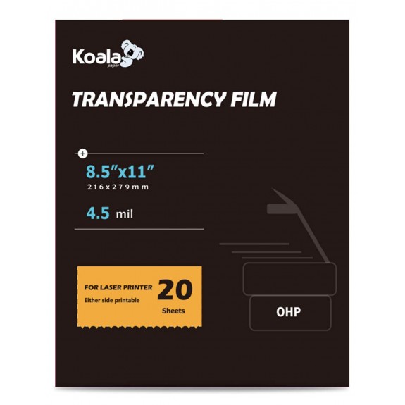 Koala 8.5x11 Inches OHP Transparency Printing Film for Laser Printer