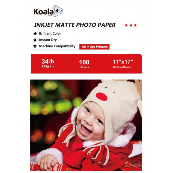 Koala Inkjet Matte Photo Paper 11x17 Inch 128gsm 100 Sheets Used For Inkjet Printer