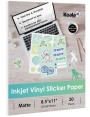 Koala Vinyl Sticker Paper Matte Printable Label Waterproof 8.5x11 Inches Full Sheet for Inkjet Printer 20 Sheets