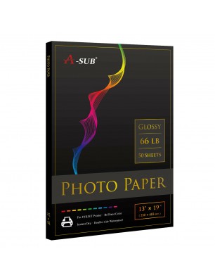 A-SUB Premium Photo Paper High Glossy 13x19 Inch 66lb for Inkjet Printers 50 Sheets