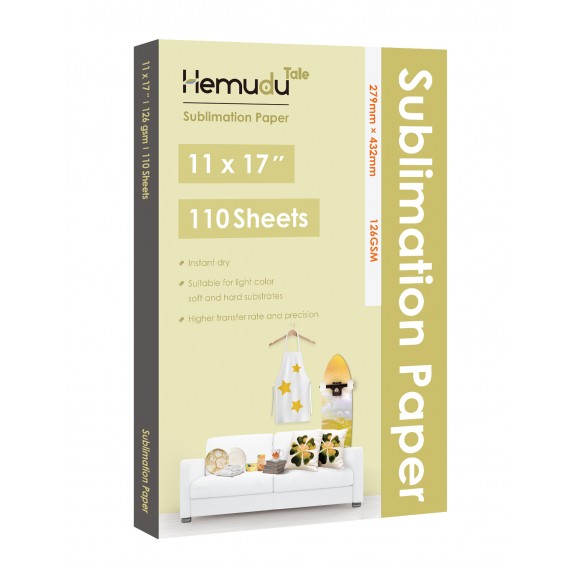 Humudu Sublimation Transfer Paper 11'' x 17'' 126gsm 110 Sheets for any Inkjet Printer