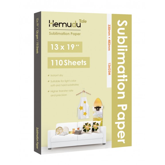 Humudu Sublimation Transfer Paper 13'' x 19'' 126gsm 110 Sheets for any Inkjet Printer