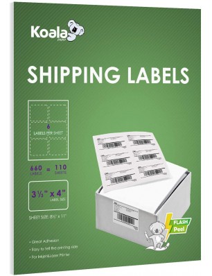 Koala 6 UP Shipping Labels 110 Sheets 660 Permanent Adhesive Pallet Box Labels for Laser & Inkjet Printers