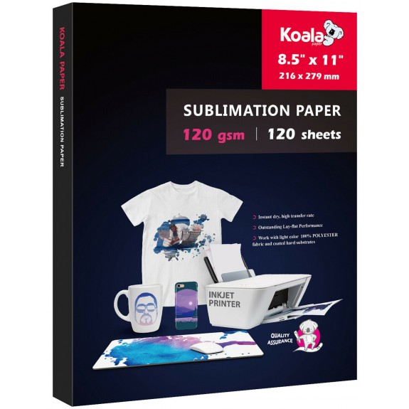 KOALA Sublimation Transfer Paper 8.5x11 Inch 120gsm 100 Sheets for Inkjet Printer