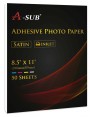 A-SUB Satin Sticker Photo Paper 240 gsm 8.5x11 Inches 50 Sheets for Inkjet Printer