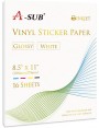 A-SUB Vinyl Sticker Paper Glossy Printable Label Waterproof 8.5x11 Inches Full Sheet for Inkjet Printer 16 Sheets
