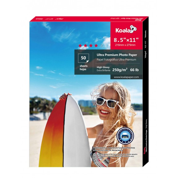 Koala Advanced High Glossy Photo Paper 8.5x11 Inch 250gsm 50 Sheets Used  For Canon Hp Epson Inkjet Printer