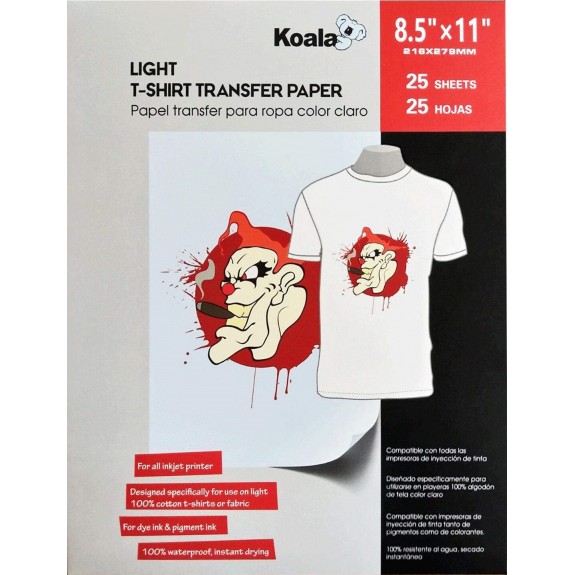 Koala Heat Transfer Paper for T-Shirts - 20 Sheets of Dark Fabric Iron-On  Vinyl 8.5x11 Printable Heat Transfer Vinyl Transfer Paper for Dark Fabric