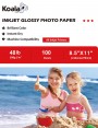 Koala Inkjet Glossy Photo Paper 8.5x11 Inch 180gsm 100 Sheets Used For All Inkjet Printers