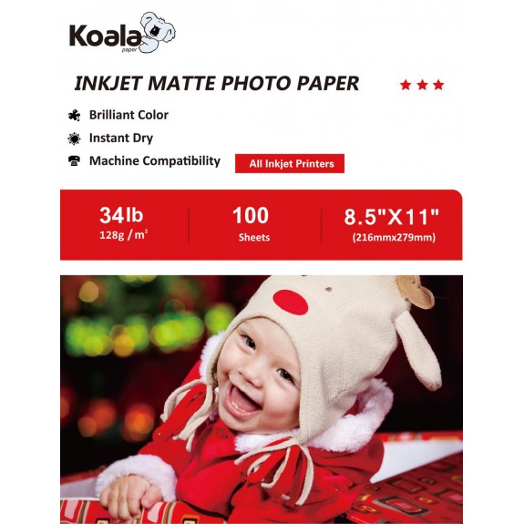 Koala Double Sided Matte Photo Paper 8.5x11 Inch 128gsm 100 Sheets
