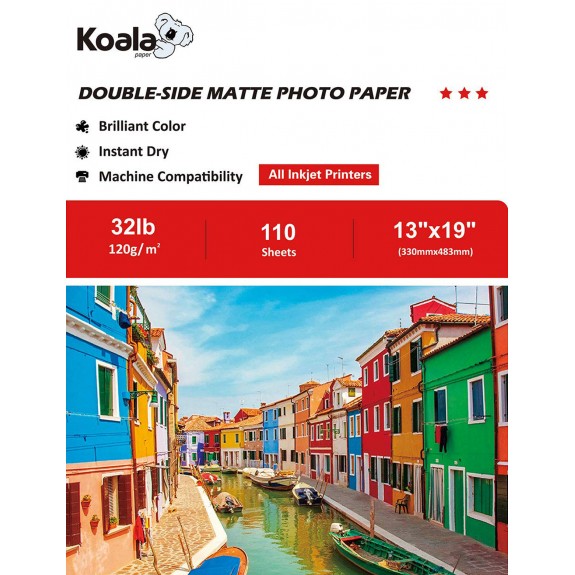 Koala Inkjet Double Sided Matte Photo Paper 13x19 Inch 120gsm 110 Sheets Used For All Inkjet Printers