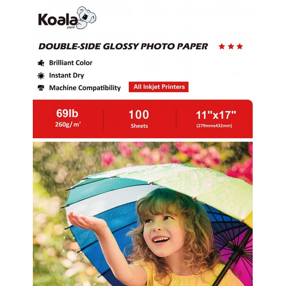 Koala Double Side Glossy Photo Paper 11x17 Inch 260gsm 100 Sheets Used For All Inkjet Printers