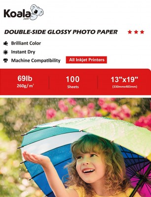 Koala Heavyweight Double Sided Glossy Photo Paper 13x19 Inch 260gsm 100 Sheets Used For  Inkjet Printers