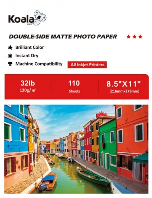 Koala Double Sided Matte Photo Paper 8.5x11 Inch 120gsm 110 Sheets Used For All Inkjet Printers
