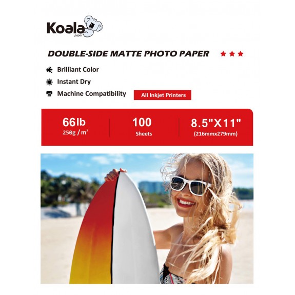 Koala Double Sided Matte Photo Paper 8.5x11 Inch 250gsm 100 Sheets